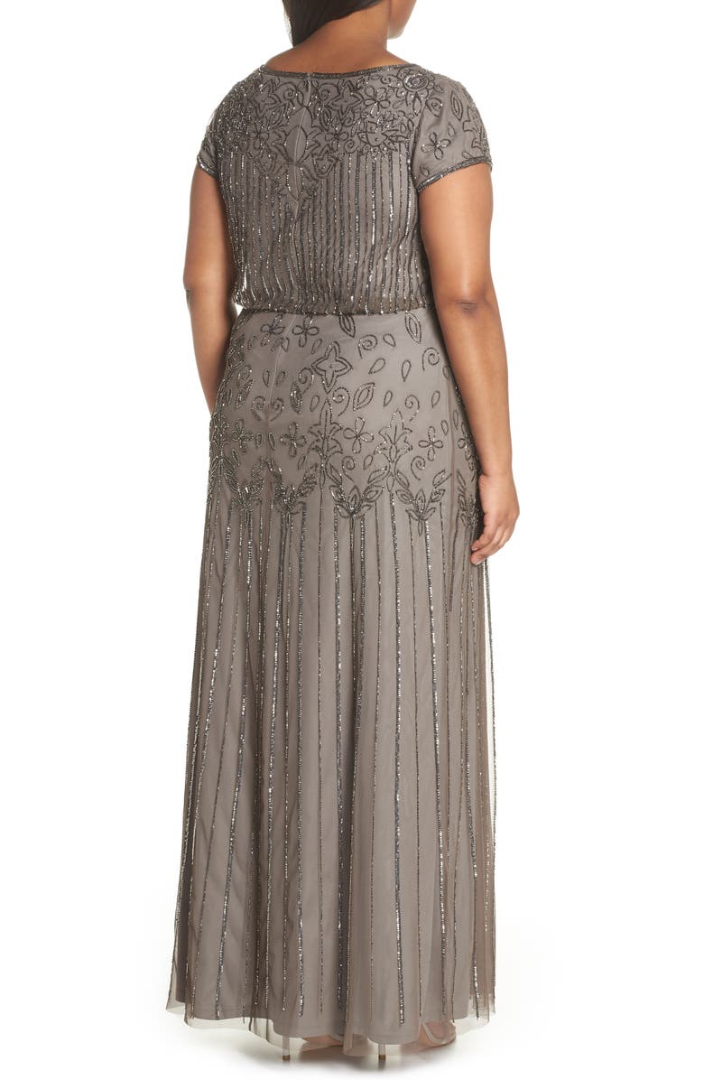 Adrianna Papell Beaded Blouson Gown, Alternate, color, 