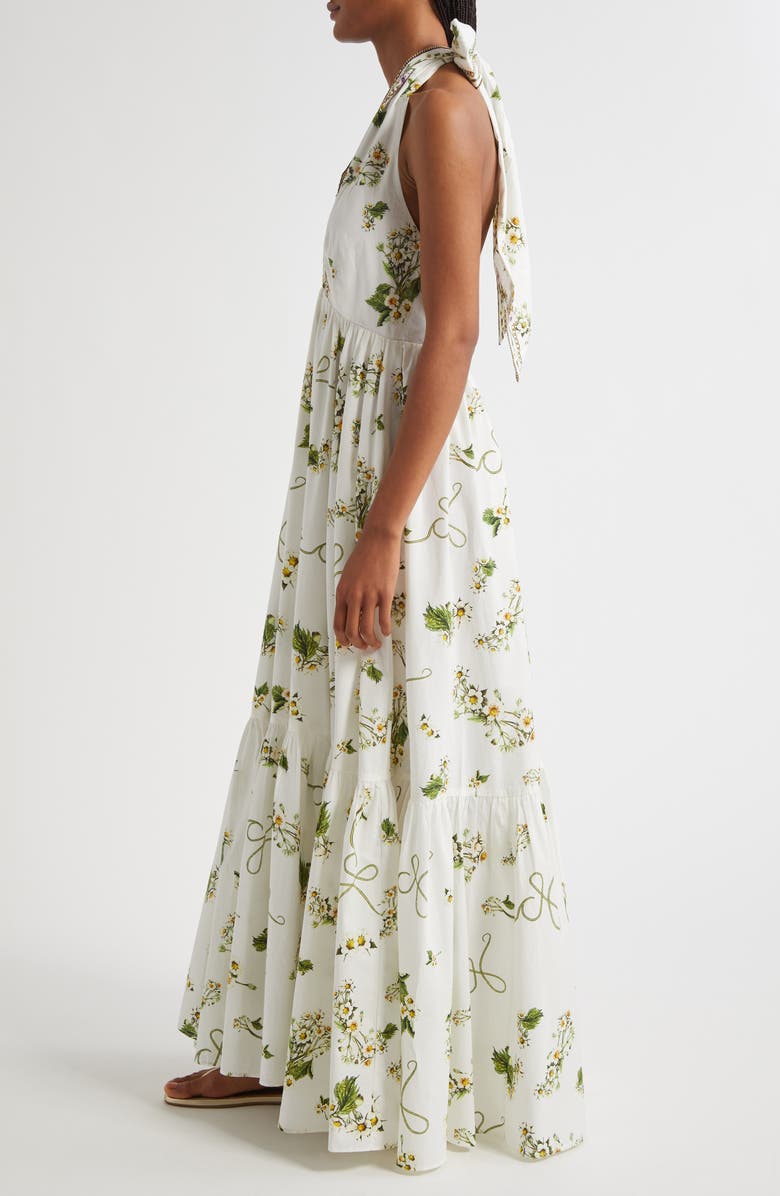Camilla Botanical Utopia Tiered Organic Cotton Halter Maxi Dress, Alternate, color, Botanical Utopia
