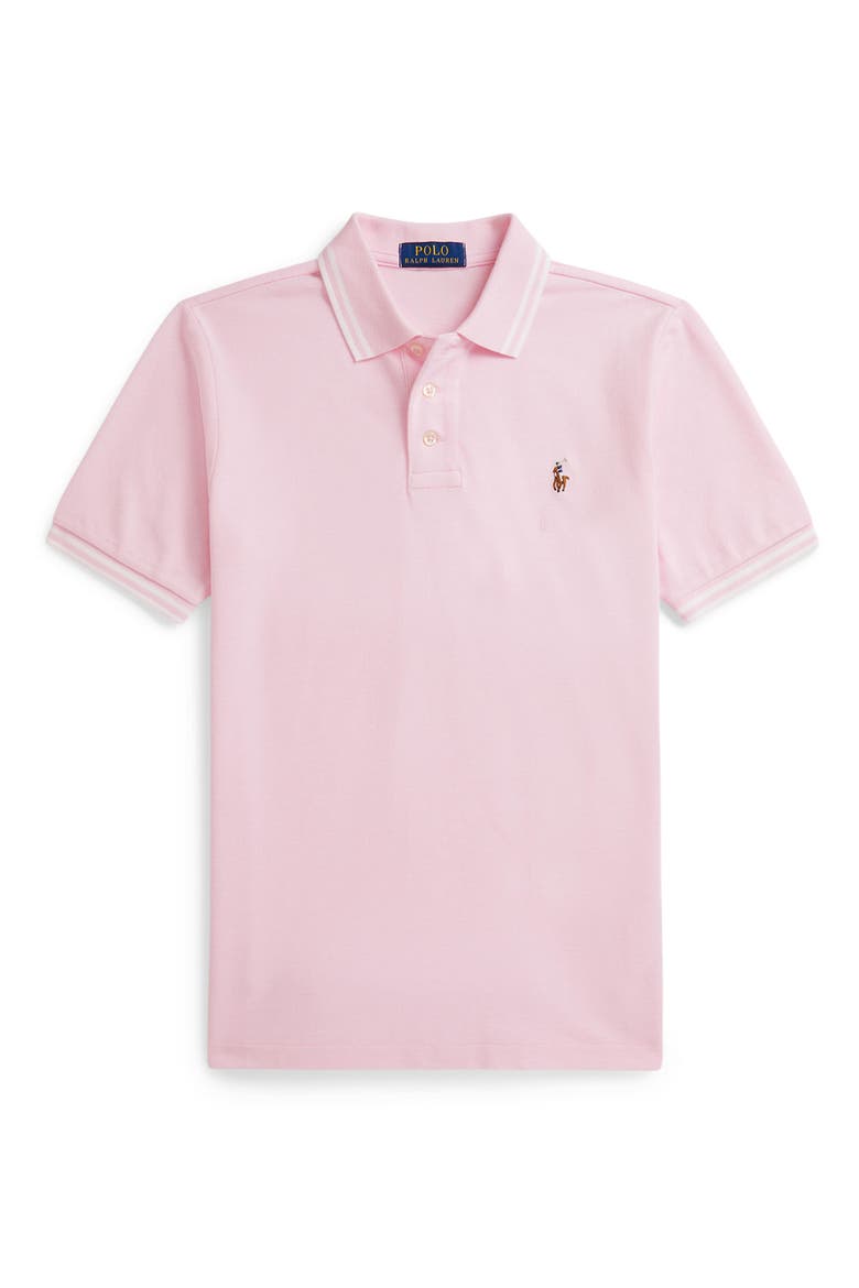 Kids' Tipped Cotton Piqué Polo, Main, color, PINK MU