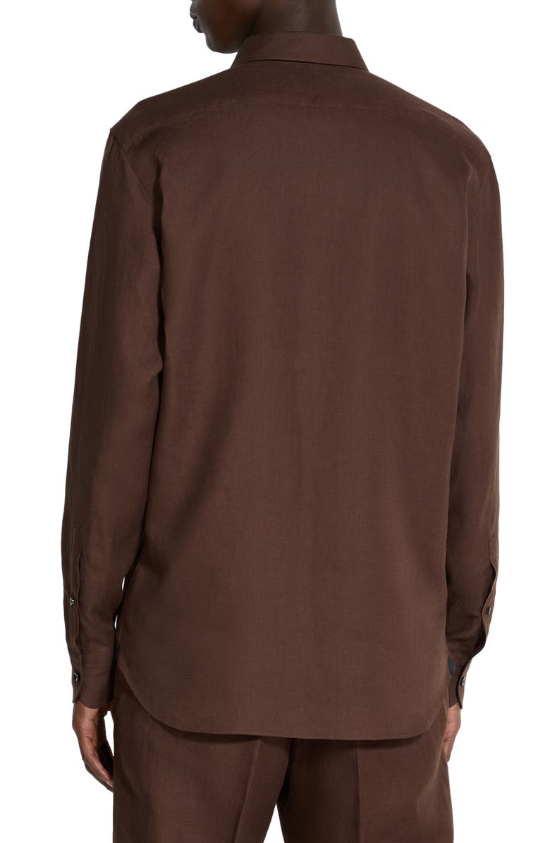 ZEGNA Oasi Linen Button-Up Shirt, Alternate, color, Ferrugine