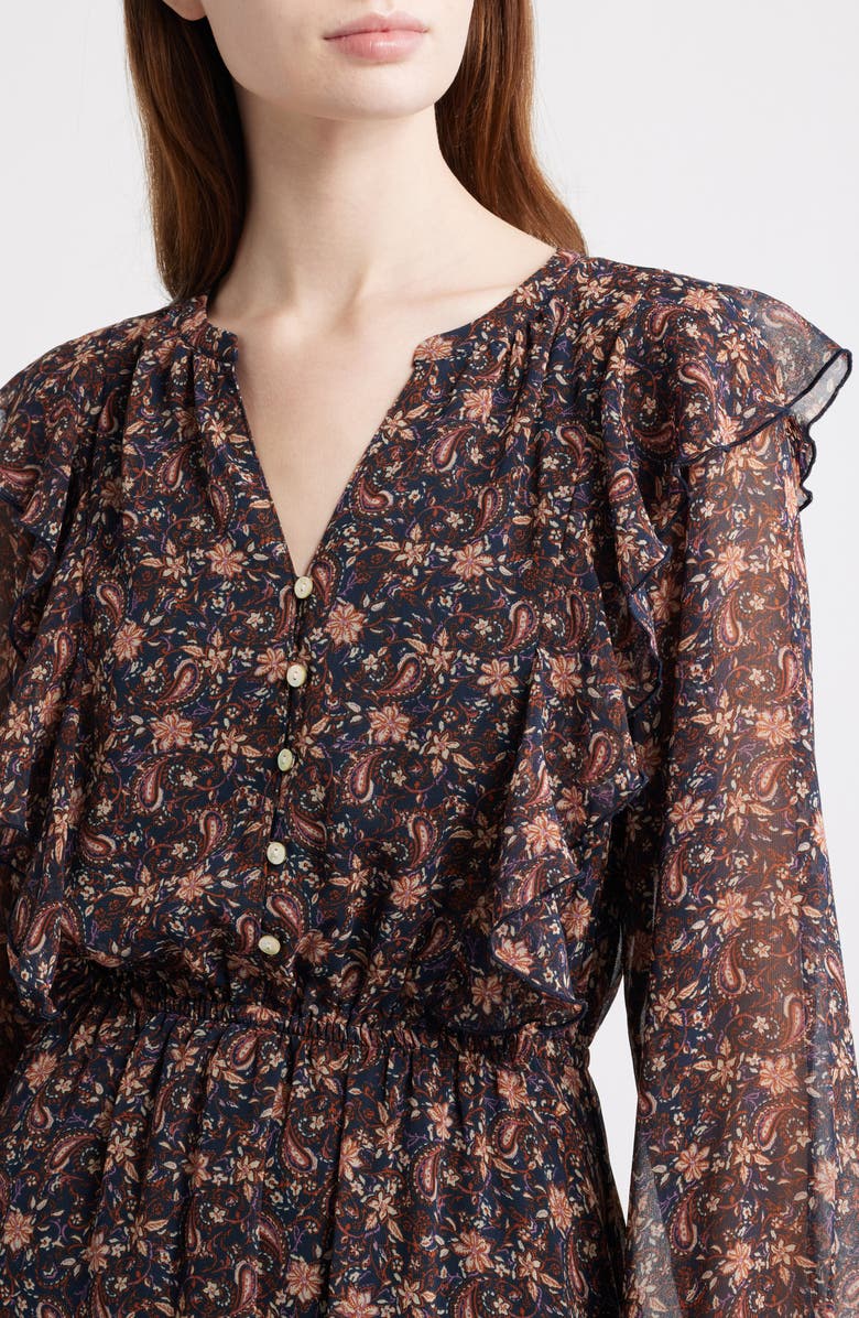 Treasure & Bond Paisley Tiered Ruffle Maxi Dress, Alternate, color, Navy Mallory Paisley