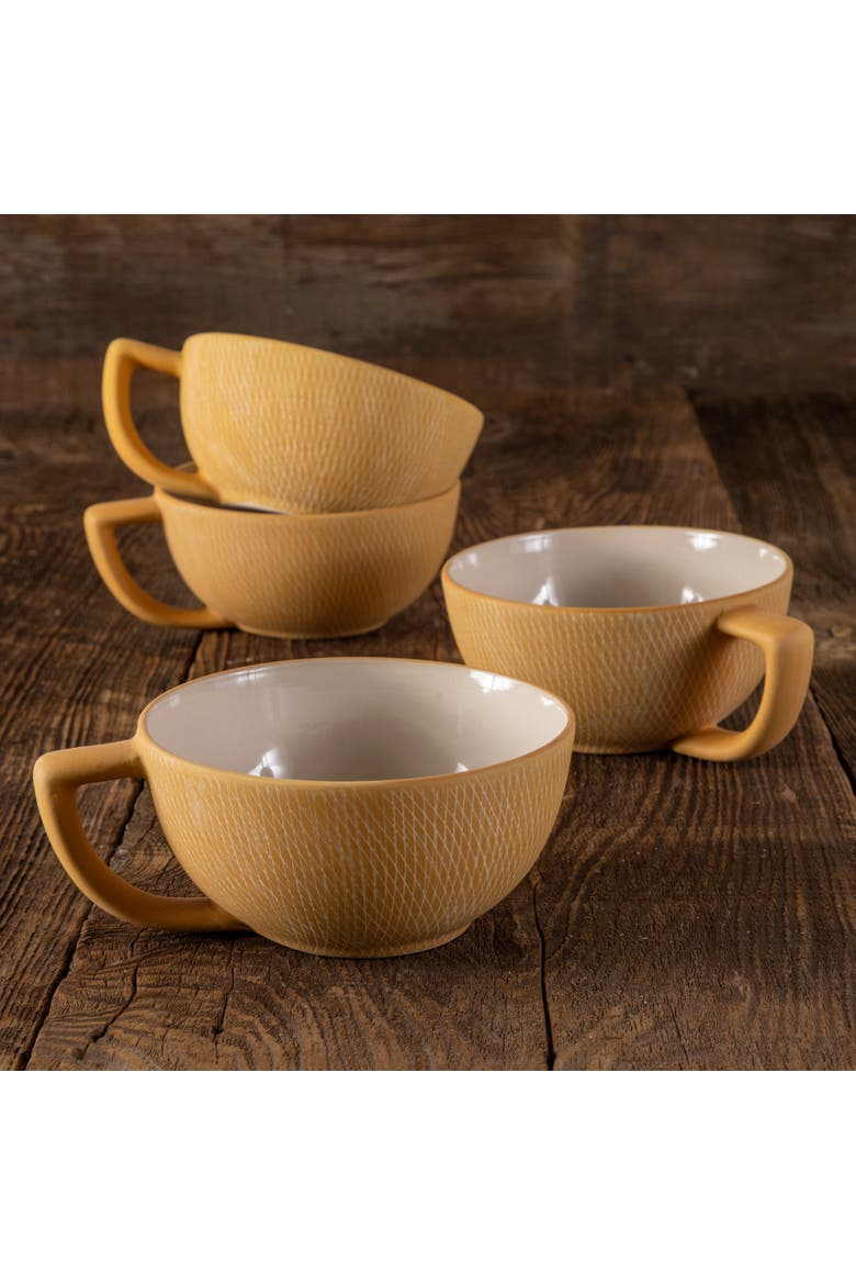 Crosshatch Latte Mugs - Set of 4, Alternate, color, Marigold