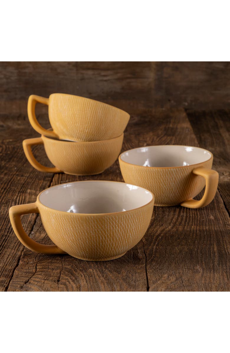Be Home Crosshatch Latte Mugs - Set of 4, Alternate, color, Marigold