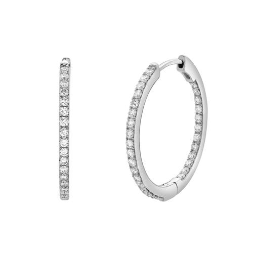 Luvmyjewelry Everbloom Sleek Inside Out Diamond Set Hoop Earrings In 14k Gold