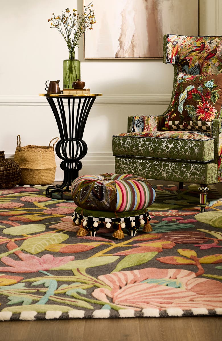 MACKENZIE CHILDS Birdsong Footstool, Alternate, color, Green