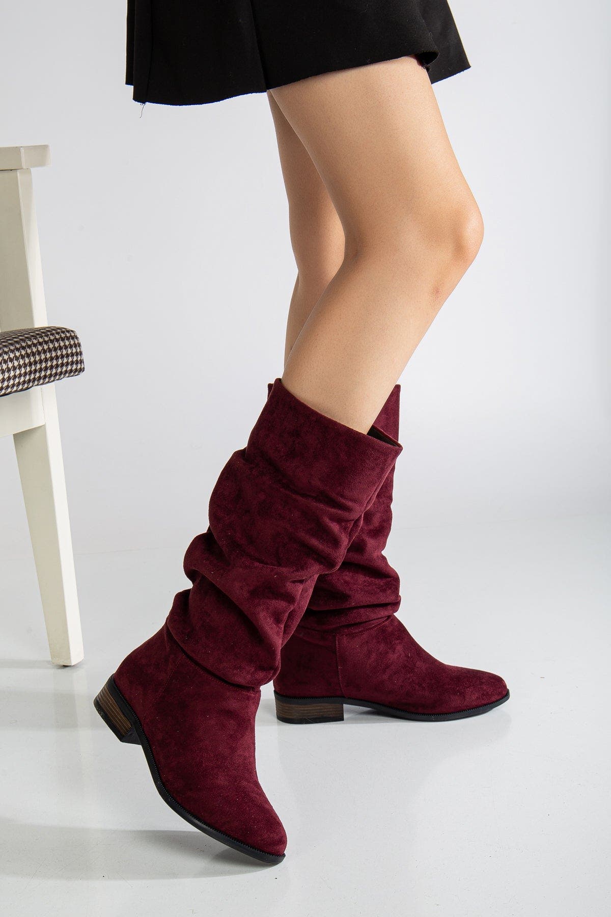 Maribel Knee High Slouch Boots, Alternate, color, Burgundy Suede