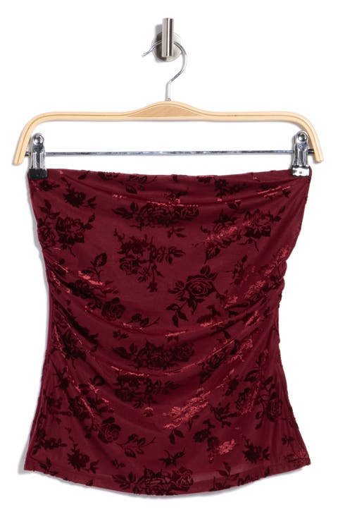 Ruched Side Split Hem Tube Top
