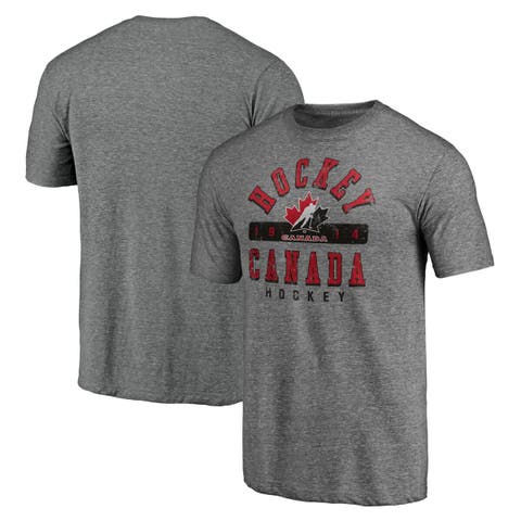 Men's  Heather Gray Hockey Canada Drop the Gloves Tri-Blend T-Shirt