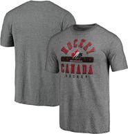 Fanatics MTO Label Men's Heather Gray Hockey Canada Drop the Gloves Tri-Blend T-Shirt