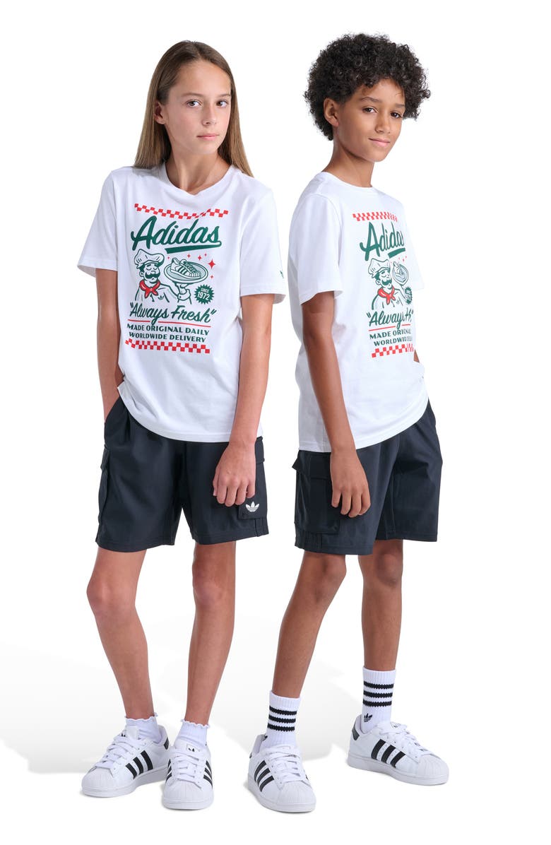 adidas Originals Kids' OG Recycled Polyester Twill Cargo Shorts, Alternate, color, Black