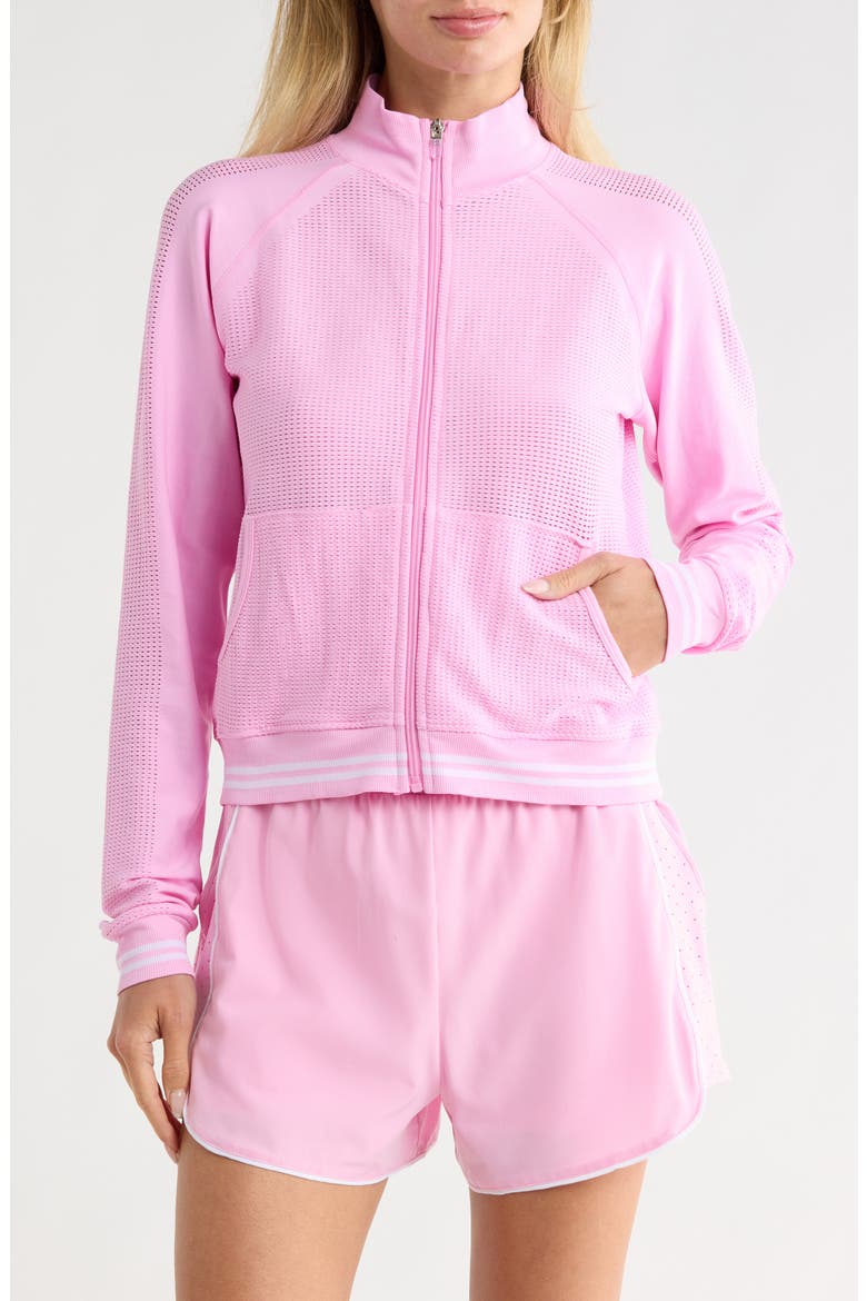 Seamless Net Play Tennis Jacket, Main, color, PINK PEONY/ WHITE