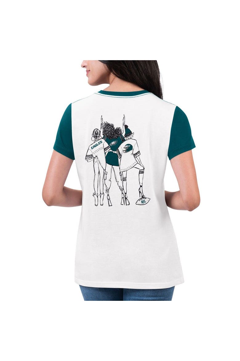 Women's G-III 4Her by Carl Banks White/Midnight Green Philadelphia Eagles Fashion Illustration T-Shirt, Alternate, color, White
