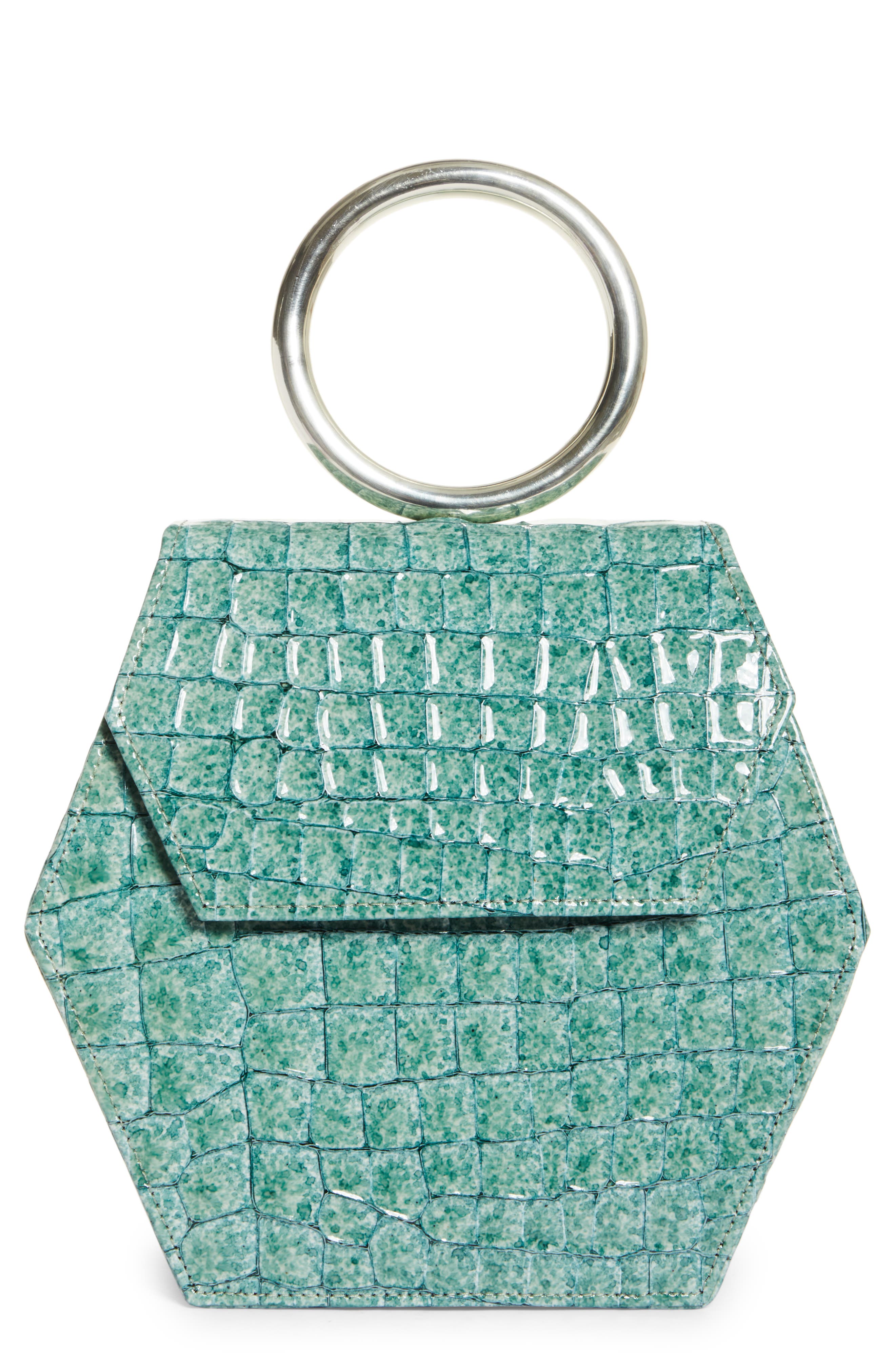 Anima Iris Zuri Croc Embossed Leather Top Handle Bag, Main, color, 