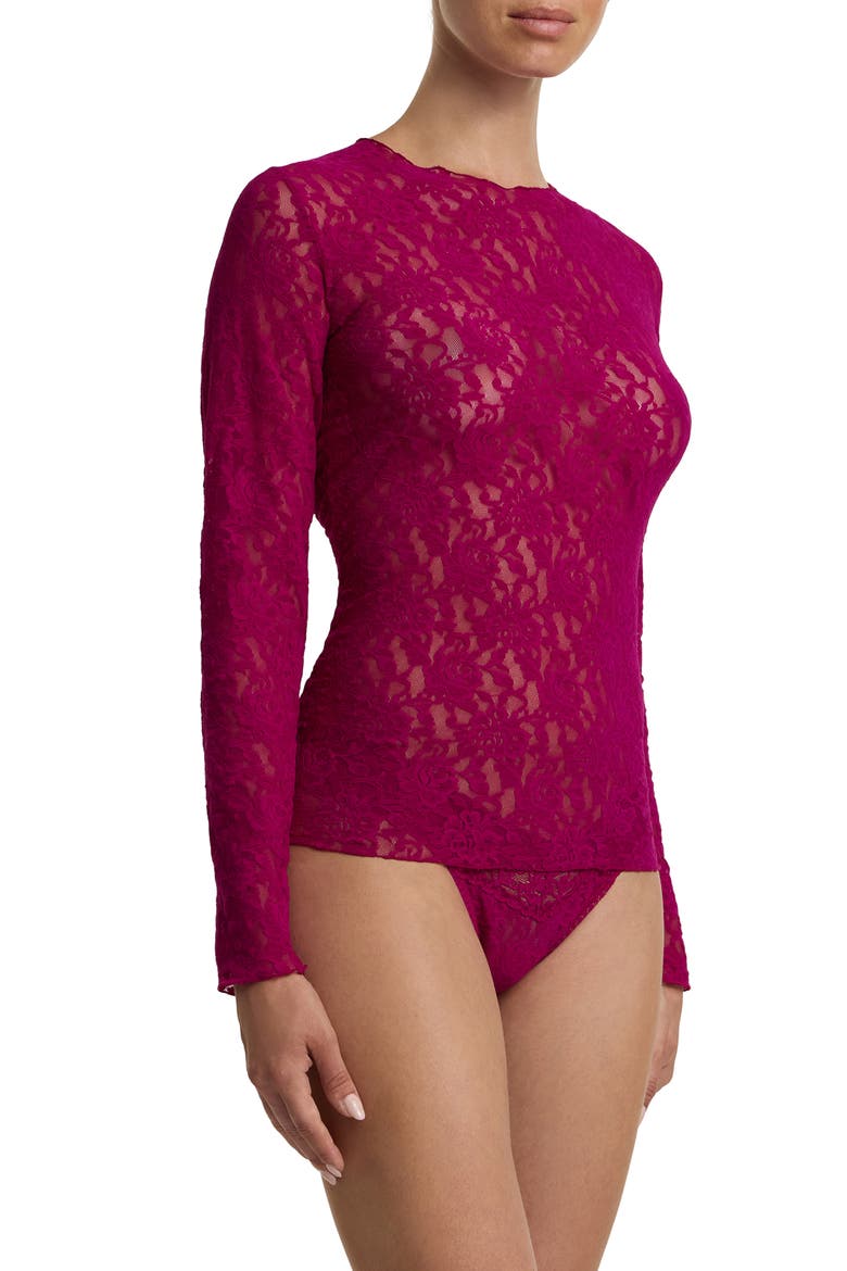 Signature Lace Long Sleeve Top, Alternate, color, FROM THE VINE RED