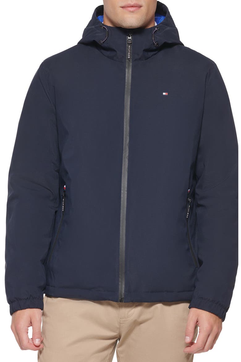 Hooded Stretch Woven Jacket, Main, color, NAVY