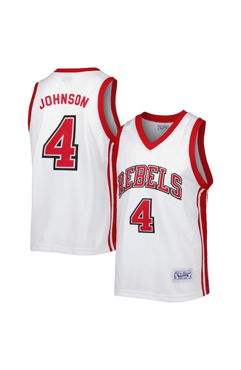 Retro Brand Men's Original Retro Brand Larry Johnson White UNLV Rebels Alumni Commemorative Replica Basketball Jersey, Main, color, 