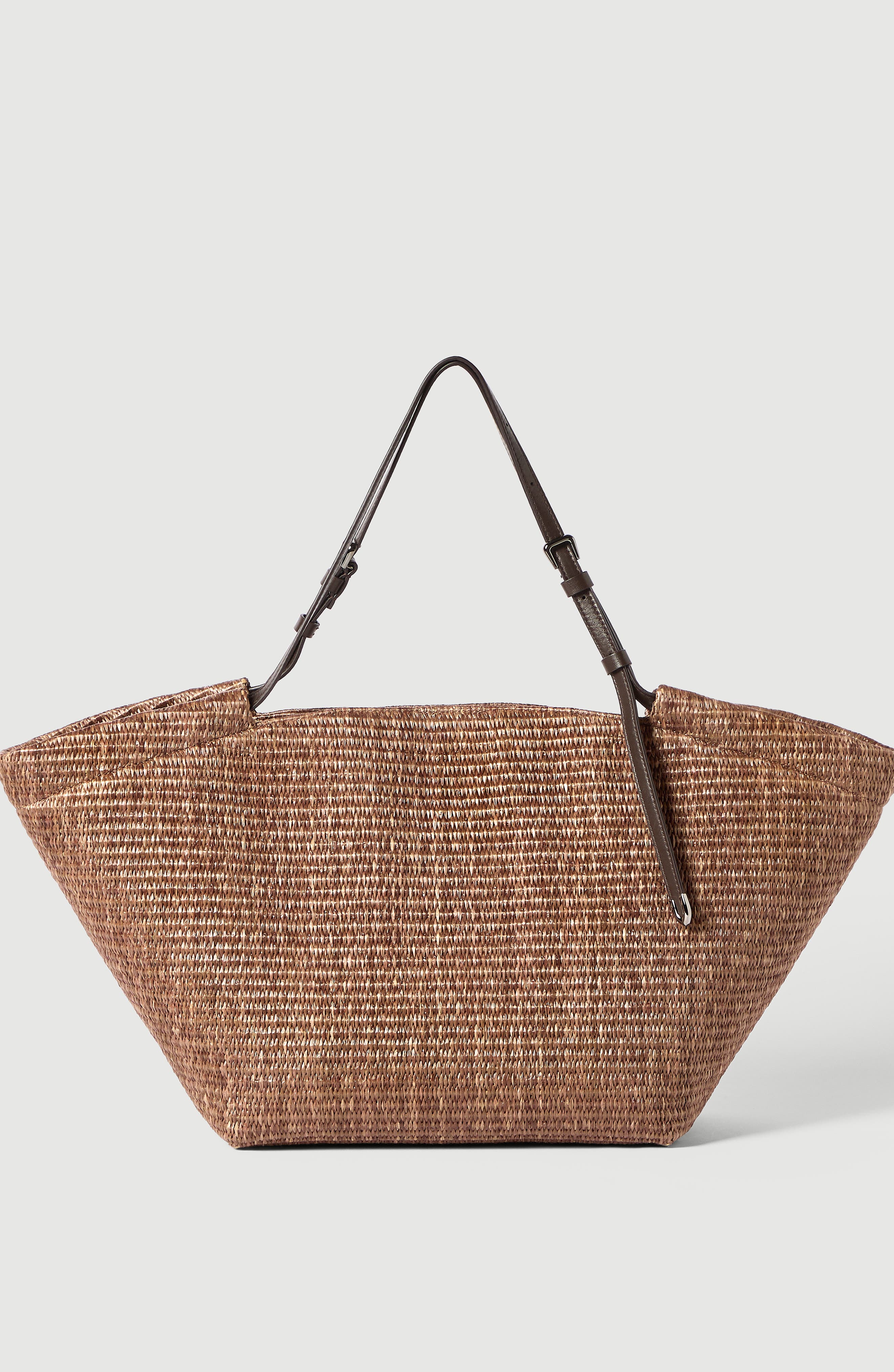 Brunello Cucinelli Raffia large panier shopper, Alternate, color, Light Brown