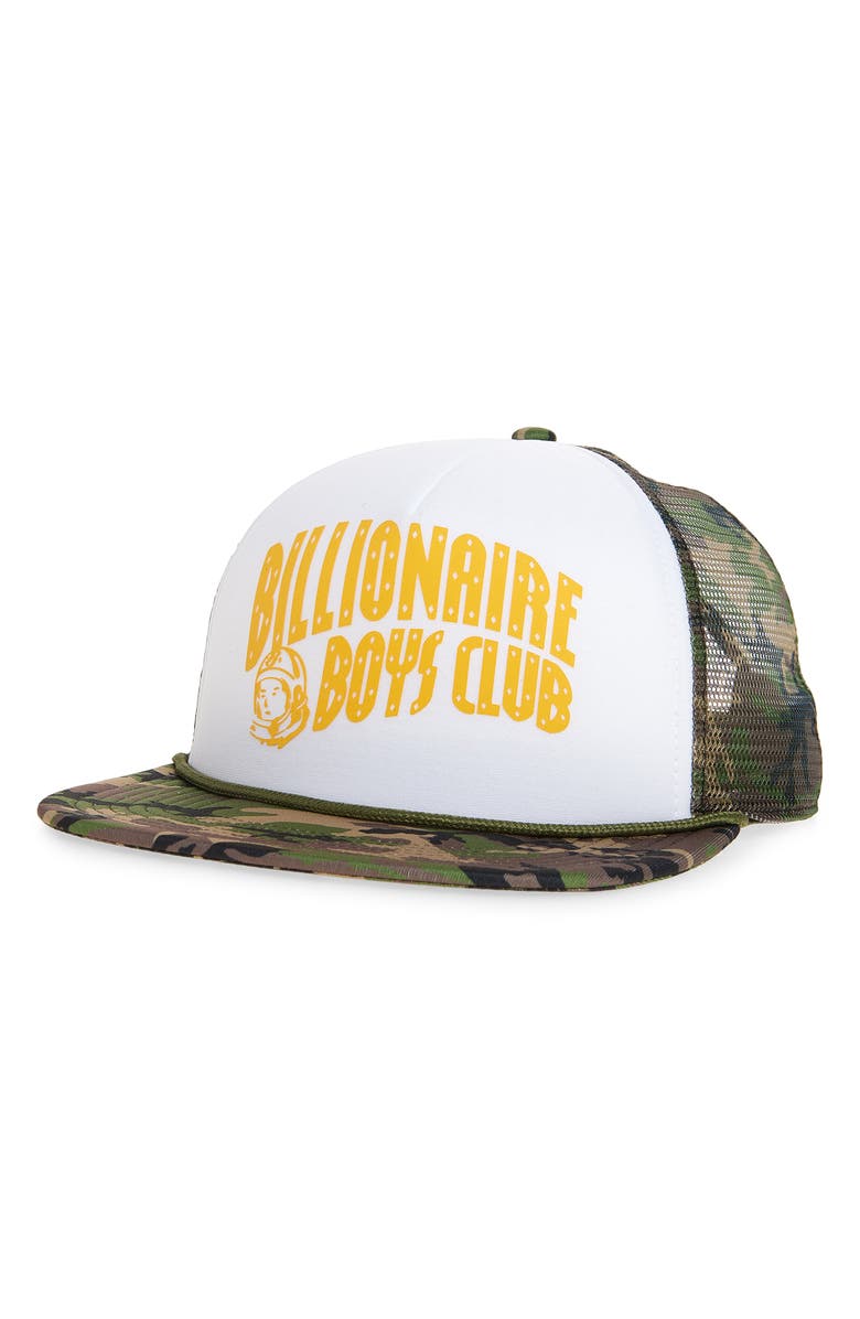 Billionaire Boys Club Camo Trucker Hat, Main, color, Cypress