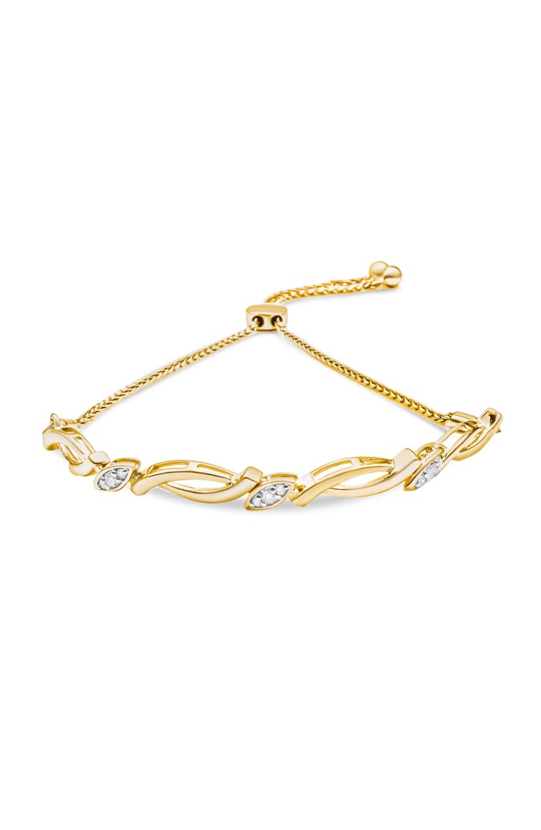 Haus of Brilliance Silver Diamond Accent Alternating Swirl link Bolo Bracelet, Main, color, Yellow Gold Over Silver