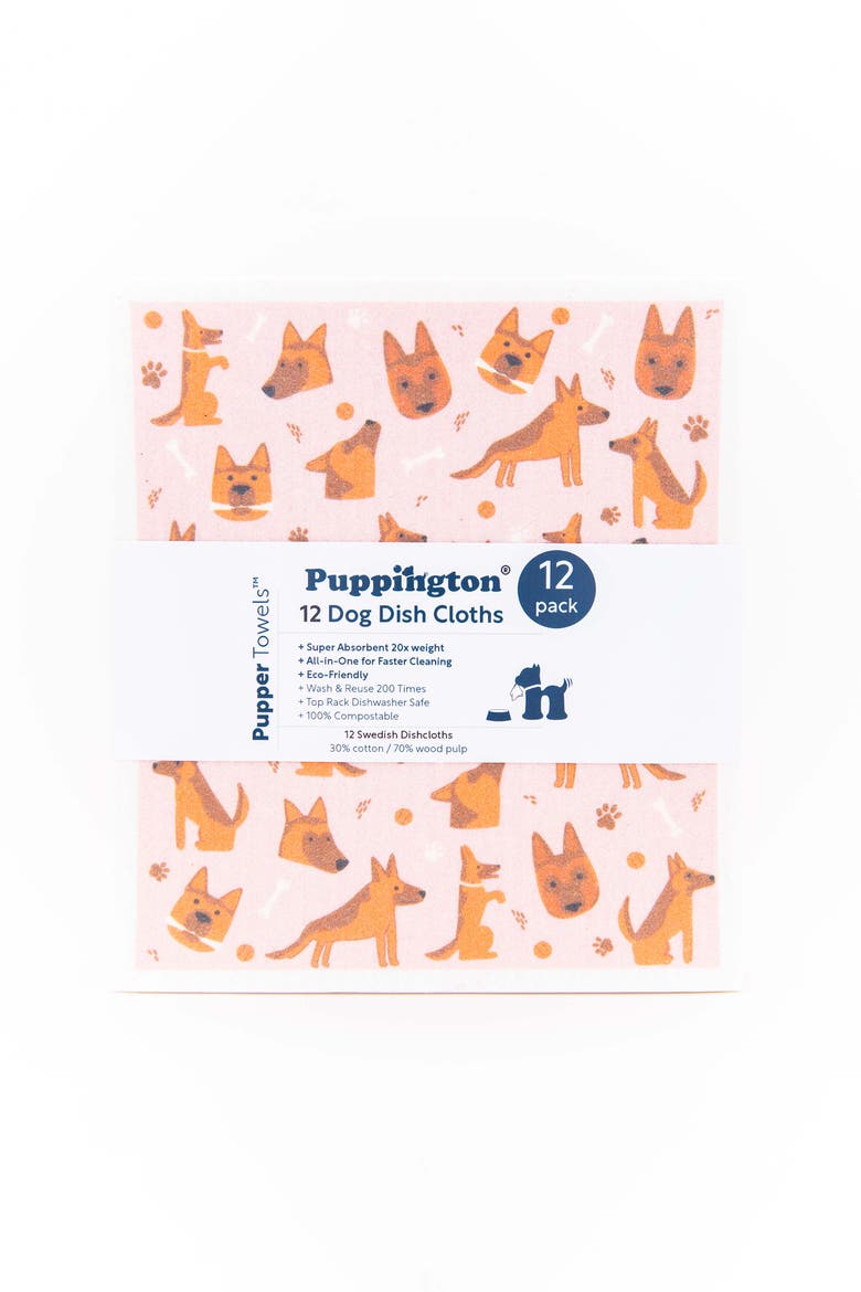 Pupper Towels 12-Pack Swedish Dish Cloths for Kitchen, Alternate, color, Doggie Dozen Breeds