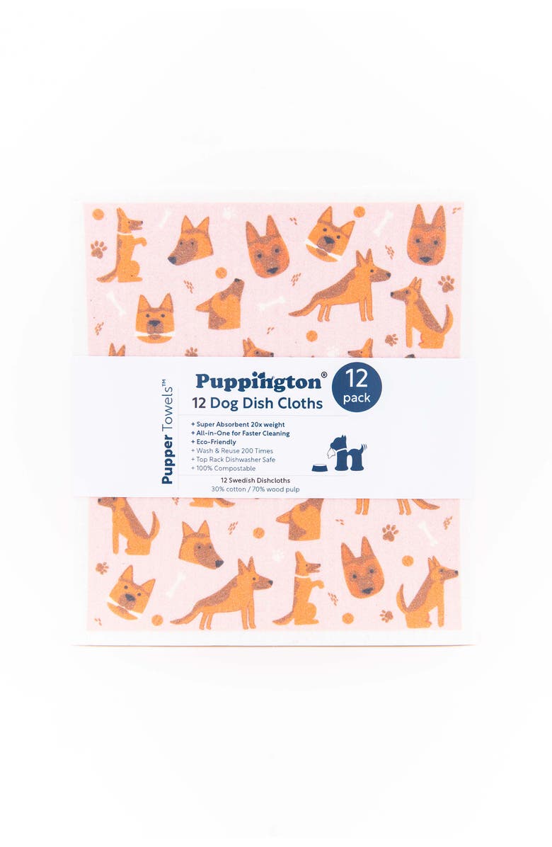 Puppington Pupper Towels 12-Pack Swedish Dish Cloths for Kitchen, Alternate, color, Doggie Dozen Breeds