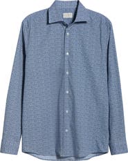 Jack Victor Marquis Floral Print Stretch Cotton Button-Up Shirt