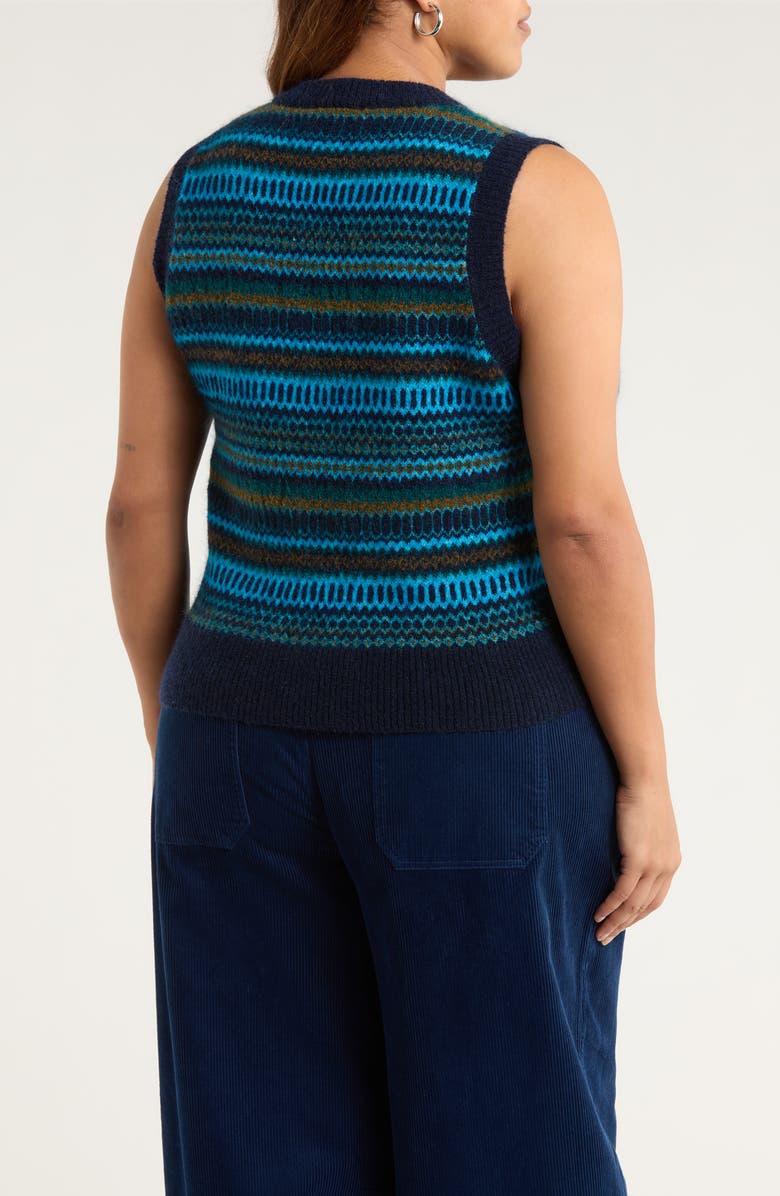 Seasalt Cornwall Annik Fair Isle Wool & Mohair Blend Sweater Vest, Alternate, color, Modernist Cyan Multi