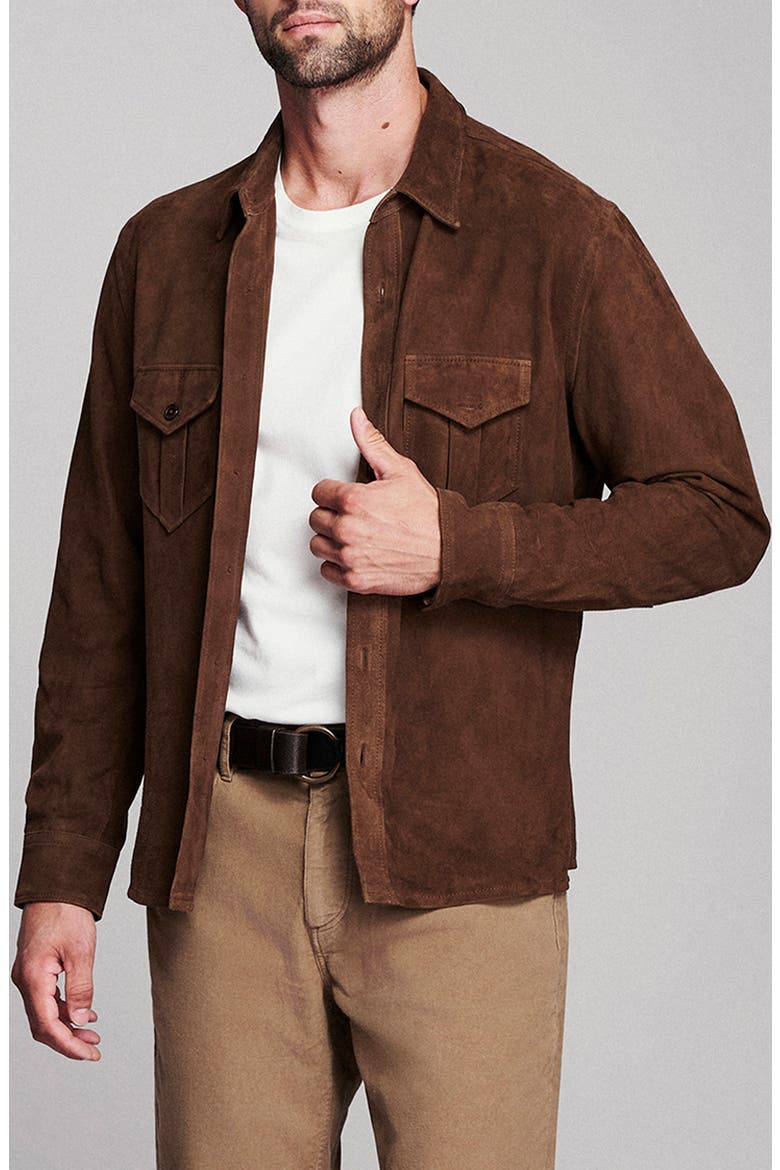 Featherweight Leather Shirt, Alternate, color, CHOCOLATE