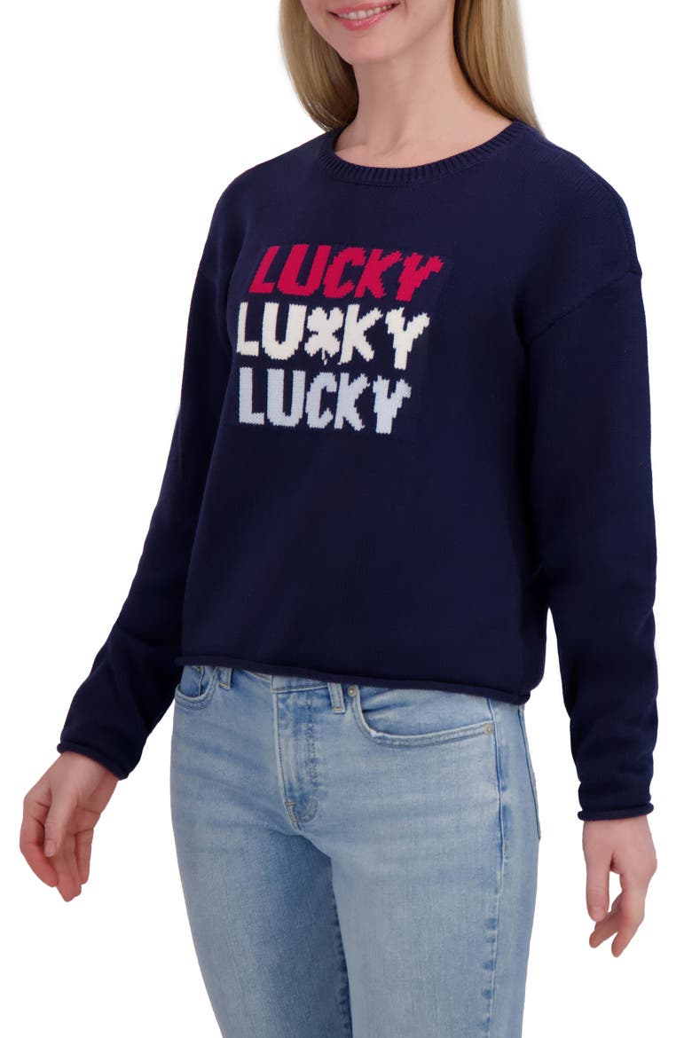 Americana Crewneck Sweater, Alternate, color, BLACK IRIS
