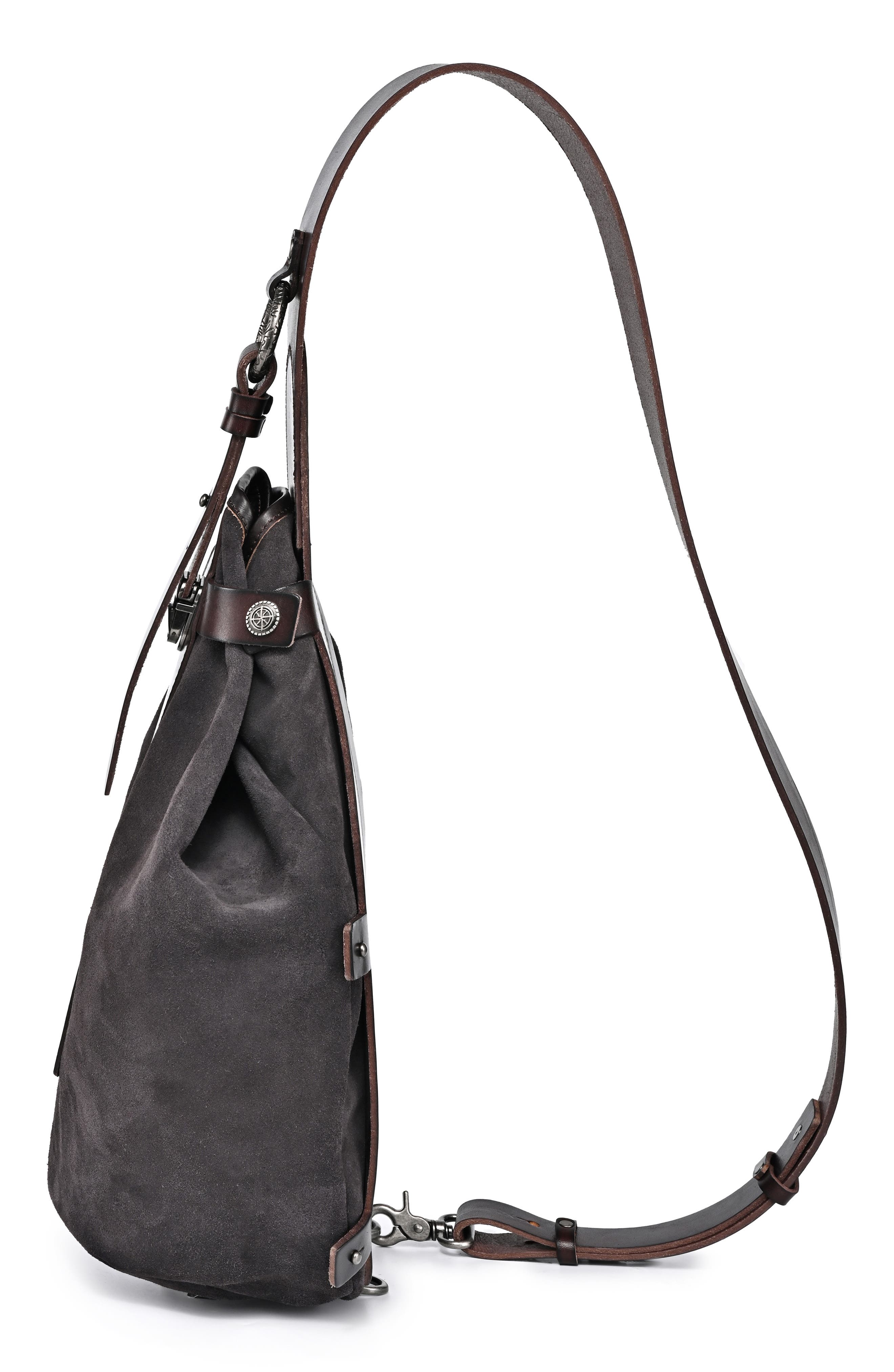 OLD TREND Daisy Leather Trim Sling Bag, Alternate, color, Grey