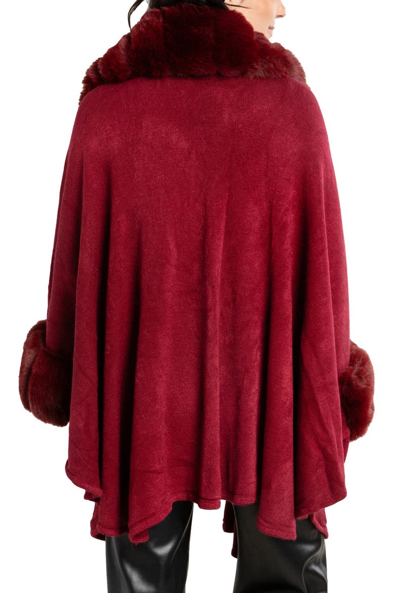 Filippa Faux Fur Trim Cardigan, Alternate, color, MAROON