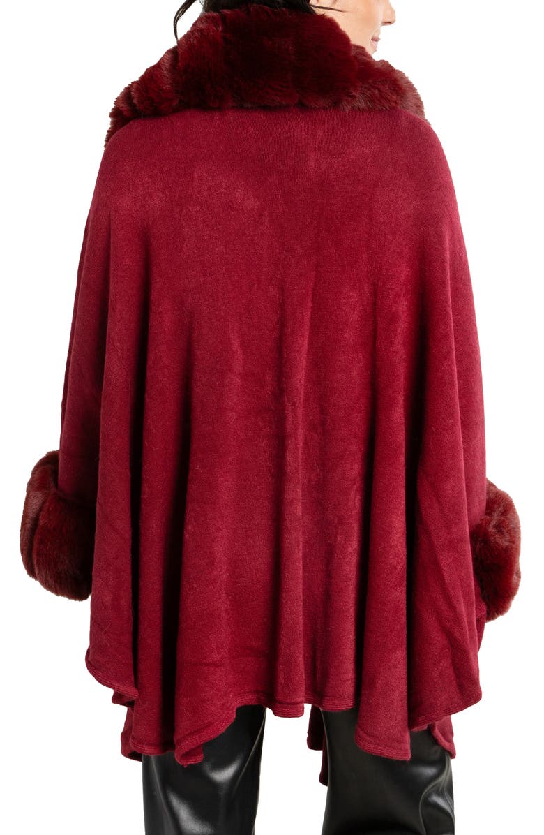 SAACHI Filippa Faux Fur Trim Cardigan, Alternate, color, Maroon