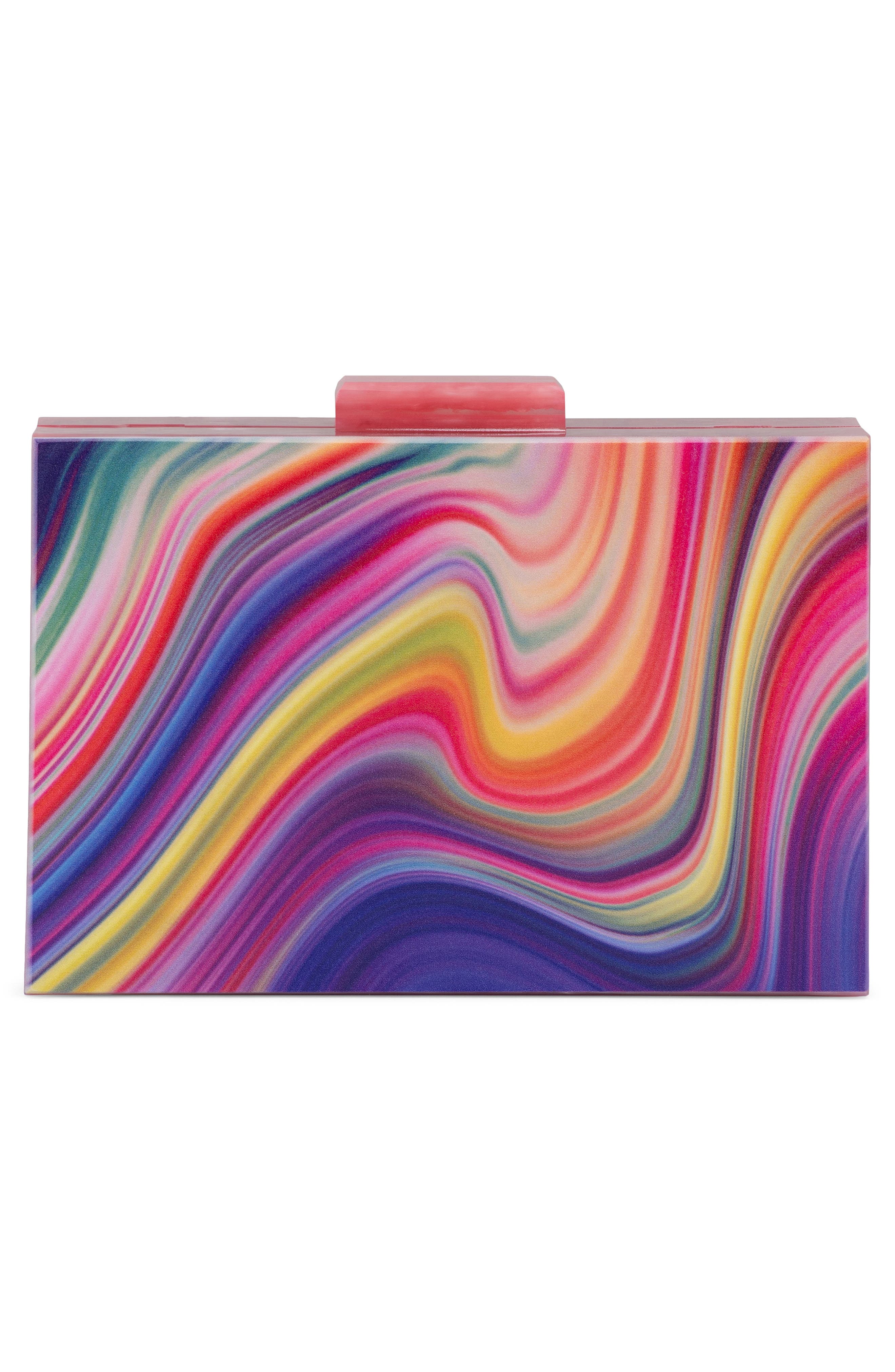 Dorothy Swirl Print Box Clutch, Alternate, color, RAINBOW