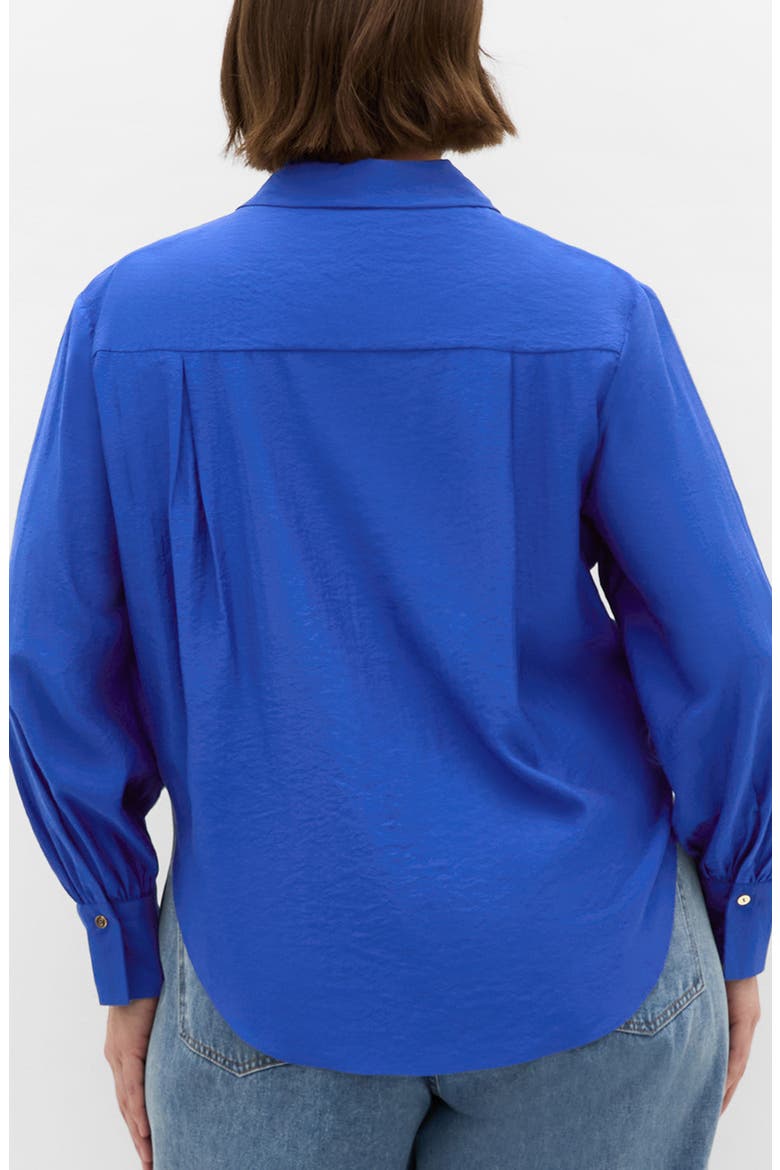 Elena Tie Waist Button-Up Shirt, Alternate, color, CERULEAN