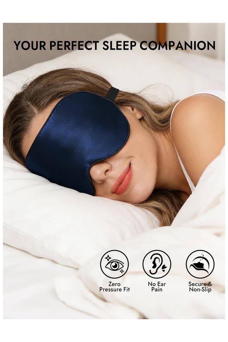 Pure Silk Elastic Band Sleep Eye Mask, Alternate, color, DarkBlue