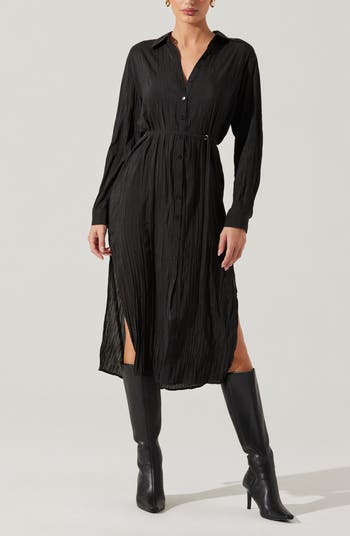 Belted Long Sleeve Midi Shirtdress