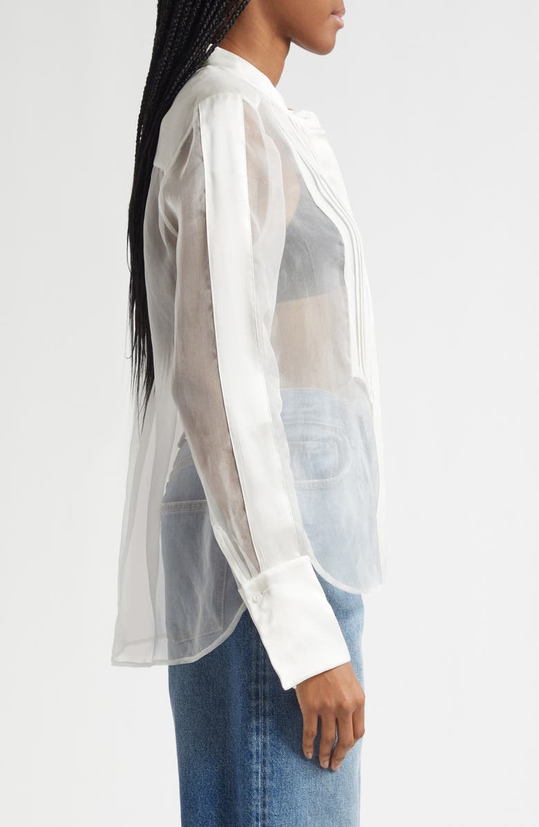 TWP Peyton Pleated Semisheer Silk Button-Up Shirt, Alternate, color, Ivory