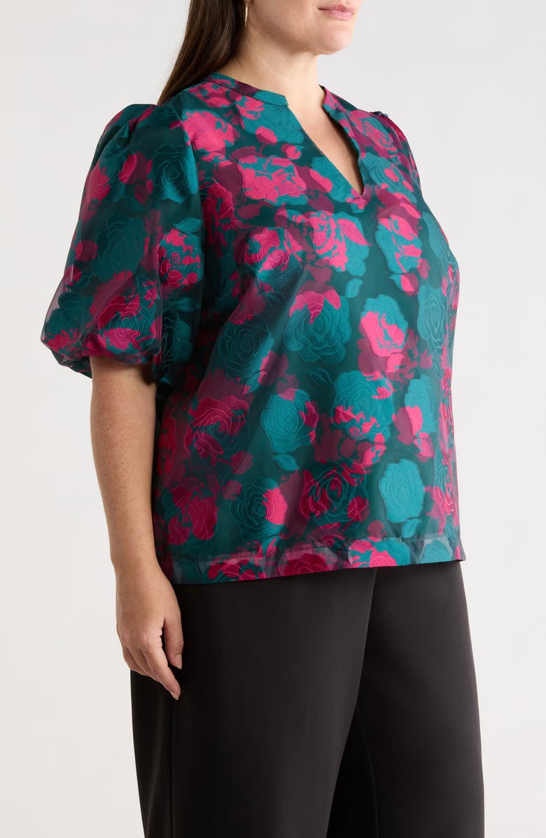 SUGARLIPS Kaelani Floral Jacquard Top, Alternate, color, Teal-Pink