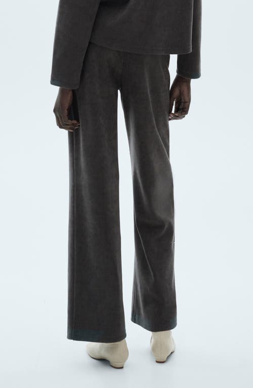 Mango Corduroy Wide Leg Pants In Dark Heather Grey