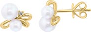 EFFY 14K Yellow Gold Diamond & Freshwater Pearl Stud Earrings