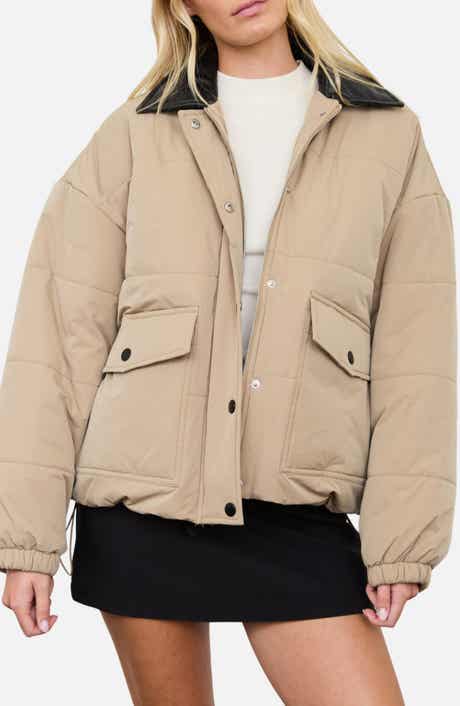 Contrast Collar Puffer Jacket