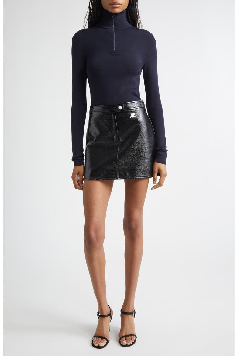 Merino Wool Mock Neck Half Zip Sweater, Alternate, color, NAVY