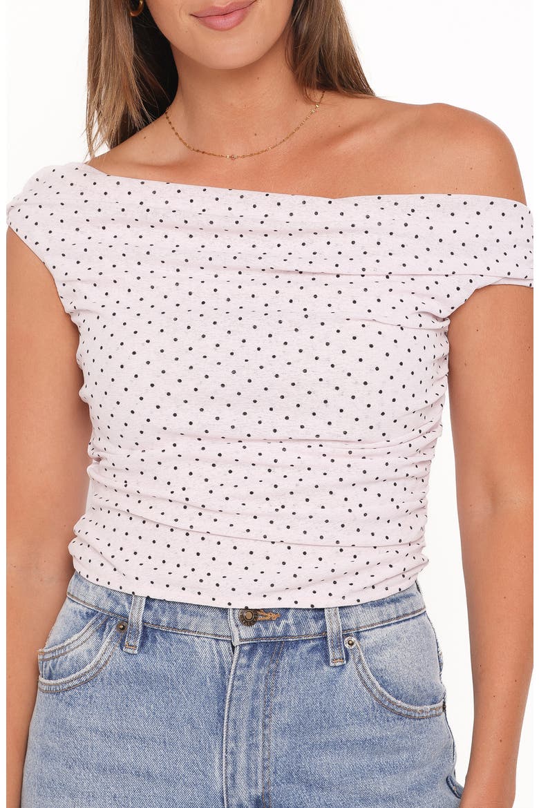Aaron One-Shoulder Top, Main, color, PALE PINK DOT