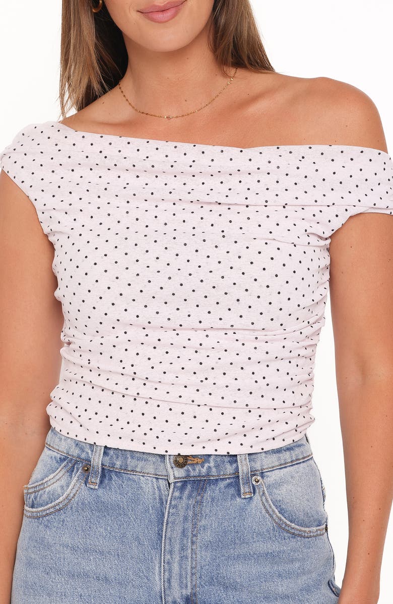 Petal & Pup Aaron One-Shoulder Top, Main, color, Pale Pink Dot