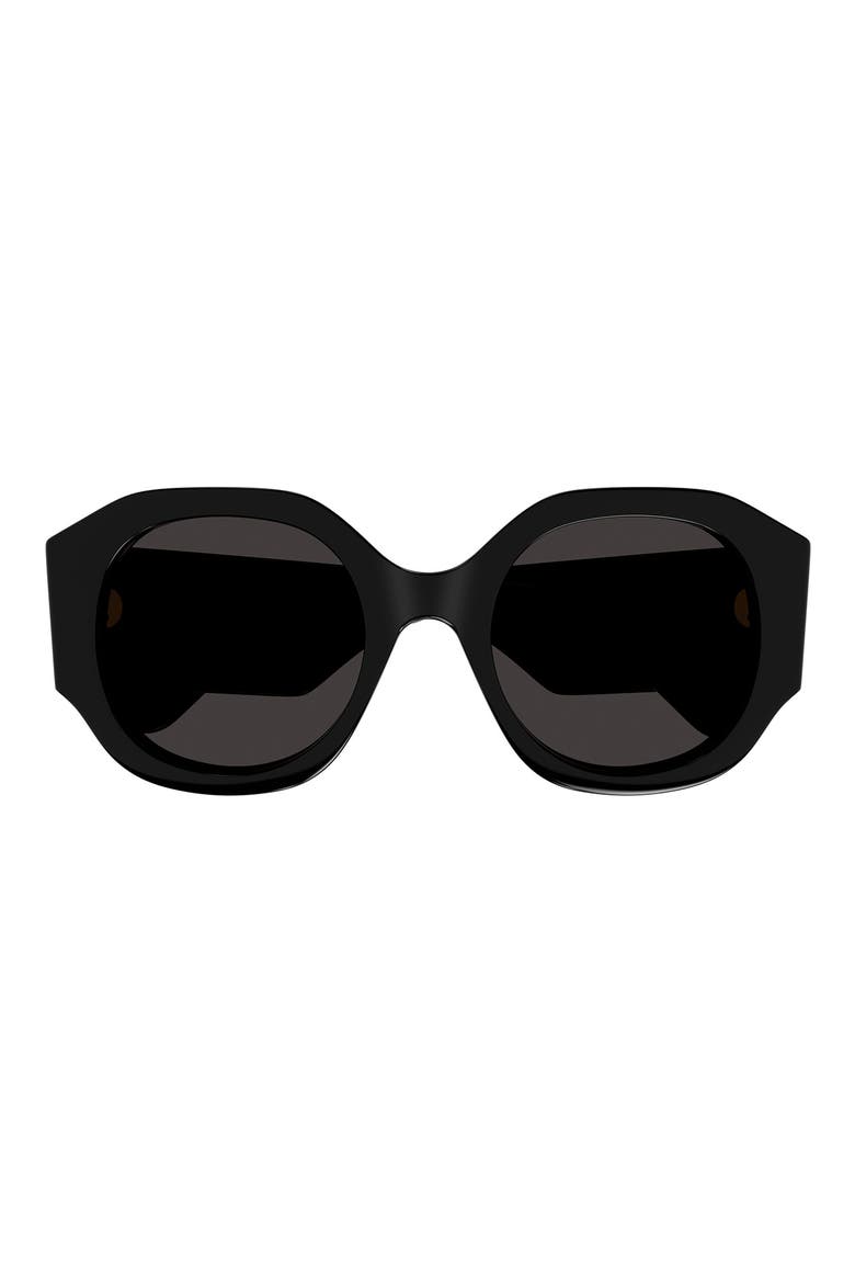 53mm Round Sunglasses, Main, color, BLACK