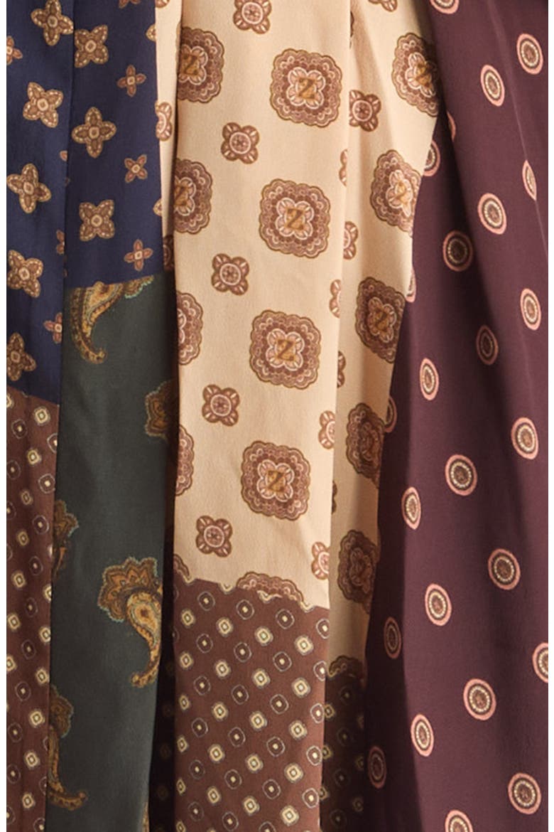 Patchwork Foulard Print Long Sleeve Midi Dress, Alternate, color, GEO PATCH PRINT