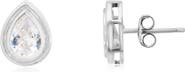 The Lovery Fine Jewelry CZ Pear Double Bezel Stud Earrings