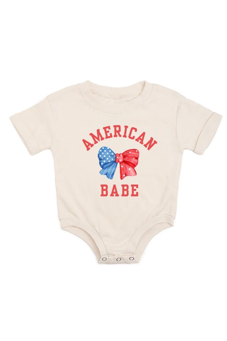 American Babe Short Sleeve Romper, Main, color, Natural