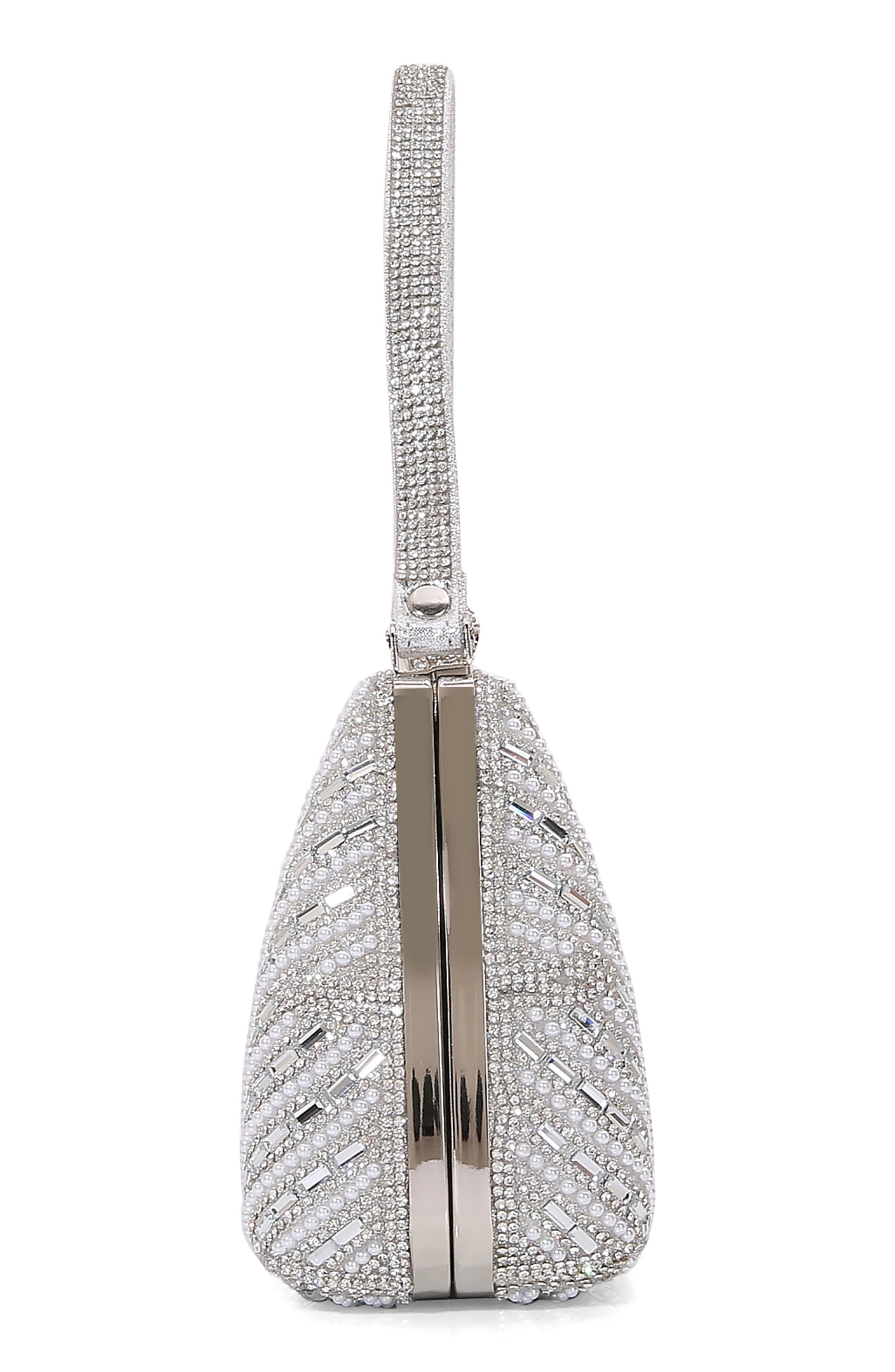 BERNESS Circle Rhinestone Design Shoulder Bag, Alternate, color, Silver