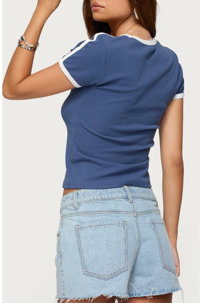 Los Angeles Crop Stretch Cotton T-Shirt, Alternate, color, BLUE
